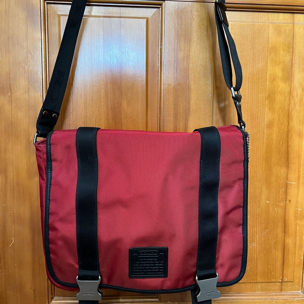 Red Coach laptop bag
